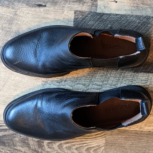 Madewell Mariam Chelsea Boots Pebbled Leather Black Chunky Platform - Picture 7 of 8